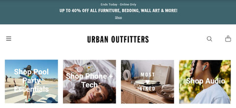 Urban Outfitters webpage