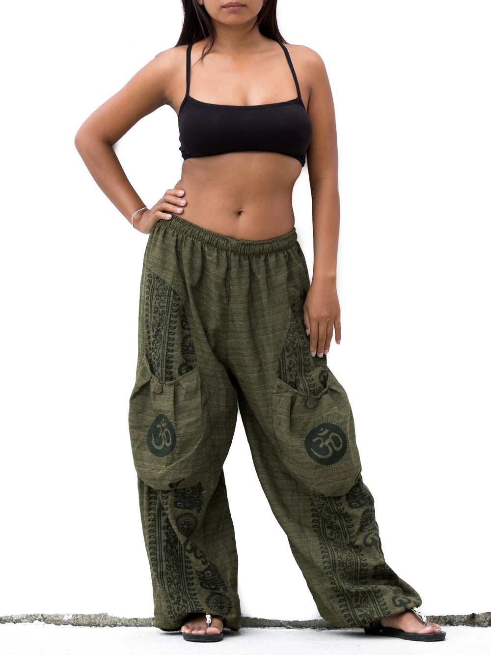 Harem Pants Om Front Pocket Ash Black – Thaluta