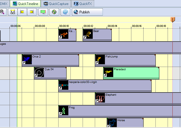 Pangolin-Quickshow-Timeline synchronized to music