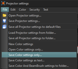 New save options for projector settings