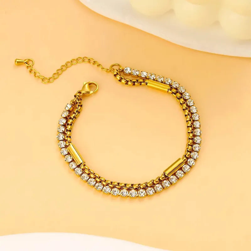 Ida Rhinestone Gold Bracelet