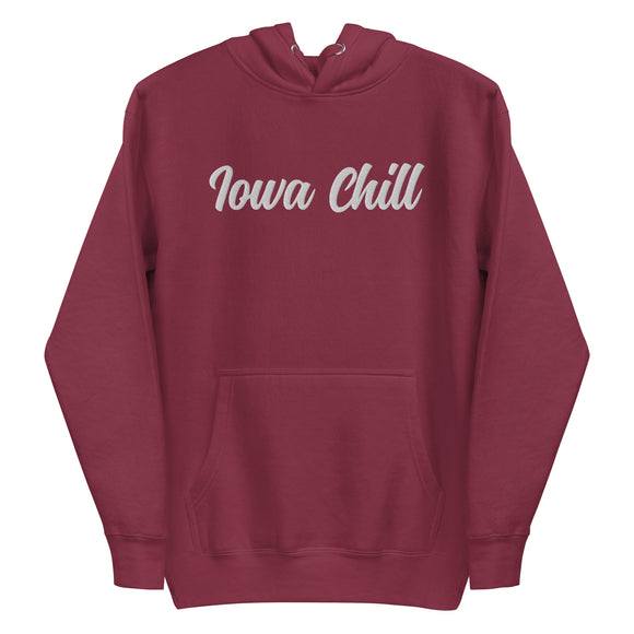 Iowa Chill Embroidered Text Comfort Hoodie