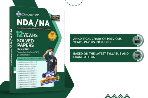 Examcart NDA\NA 12 Years Solved Papers Book (Mathematics & GAT) For 2024 Exam in English