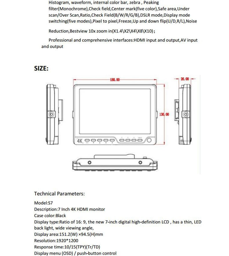 Bestview s7 4k video monitor