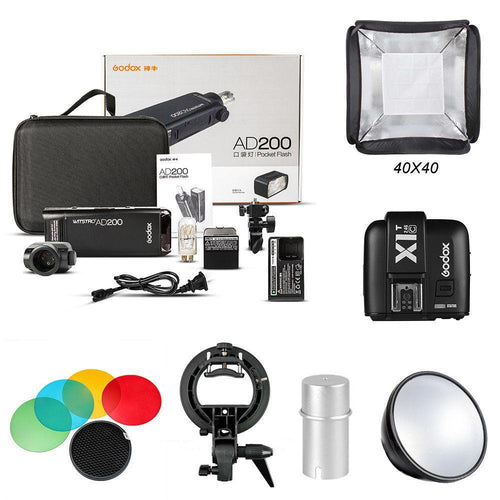 Godox 2.4 TTL HSS AD200 Camera Flash Light+X1T-C Transmitter+AD-S2+Softbox Kit
