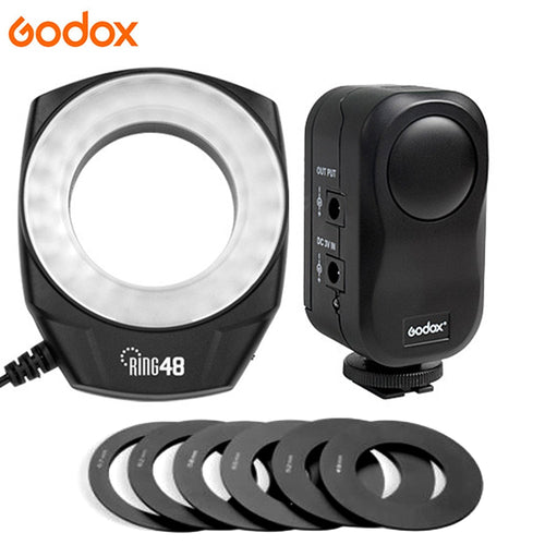 Godox ring48 Close-up Shot Macro Led  Flash Light  + 49mm 52mm 55mm 58mm 62mm 67mm Adapter For Canon Nikon Pentax Olympus