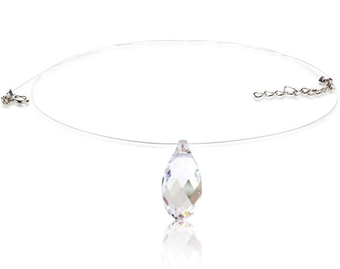 collier goutte transparente