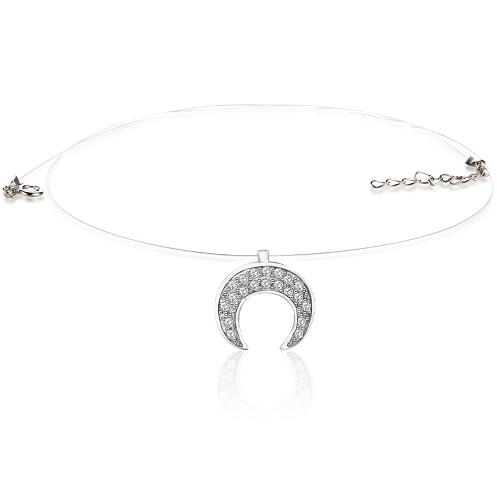 collier croissant de lune argent