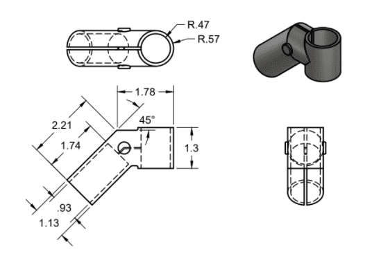 90 Degree Connector Dimensions