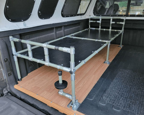 Custom Made Platform Bed Sitting In The Bed Of A Toyota Tacoma