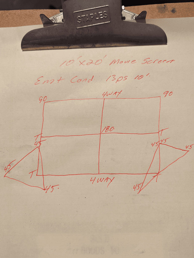 a movie screen frame sketched out on paper