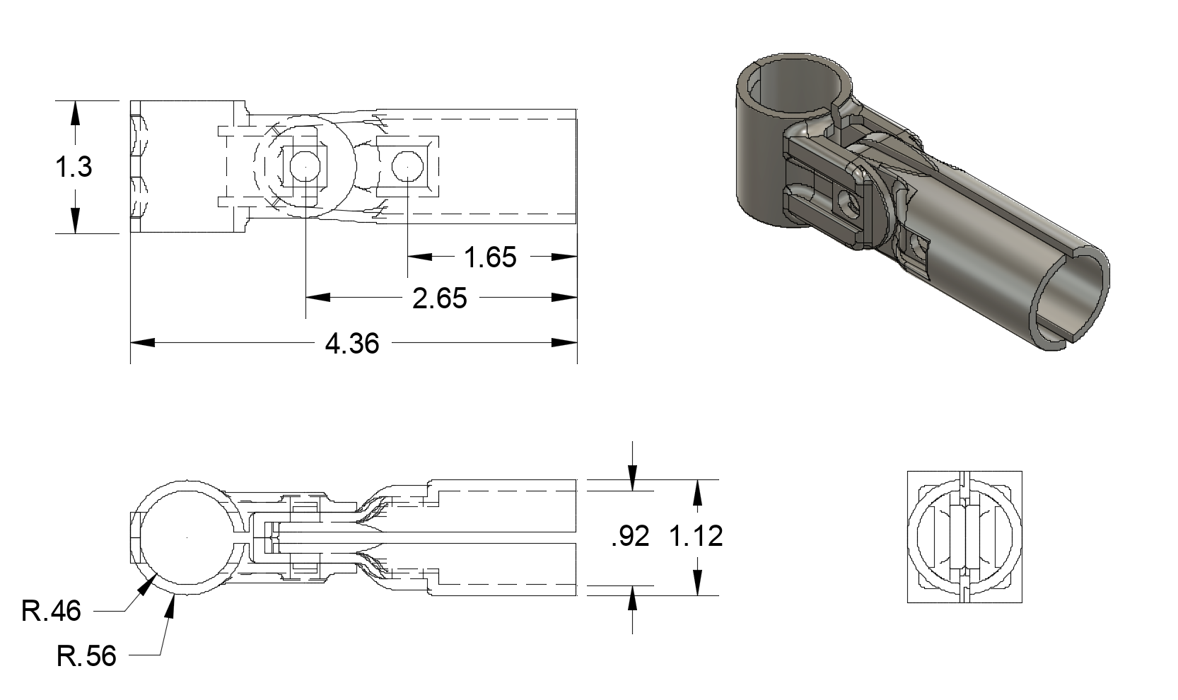 Adjustable Angle Connector Dimensions