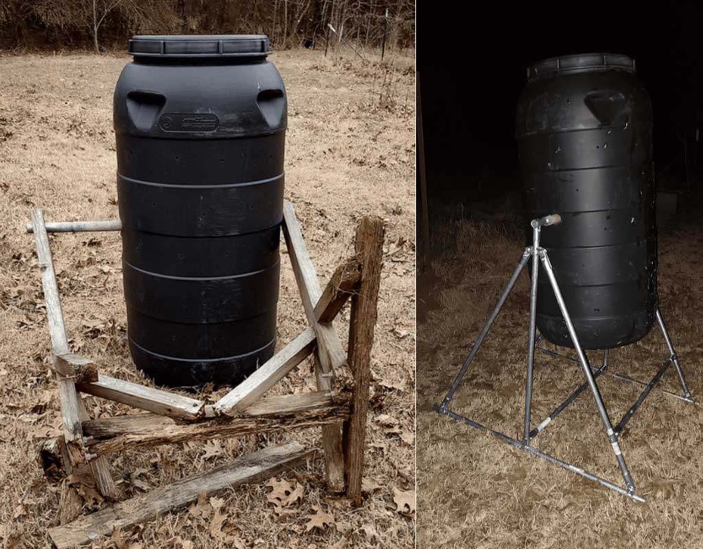 DIY compost tumbler made with wood and EMT Conduit