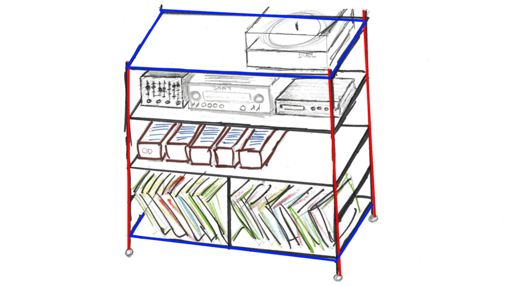 Breaking a build idea sketch down into rectangles and squares