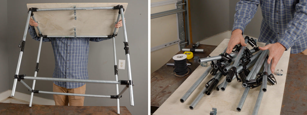 Collapsible table made with emt conduit and maker pipe clamps