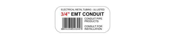 EMT Conduit Trade Size Sticker