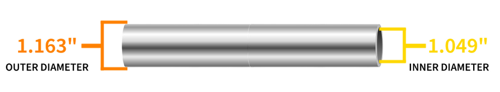 The outside diameter of 1" EMT Conduit is 1.163" and the inside diameter is 1.049".