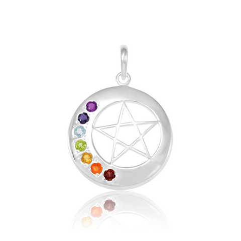 Pentagrama 7 Chakras - Colgante Plata