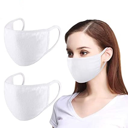 Face Mask - Plain White Cotton Reusable Washable Cloth Face Masks ...