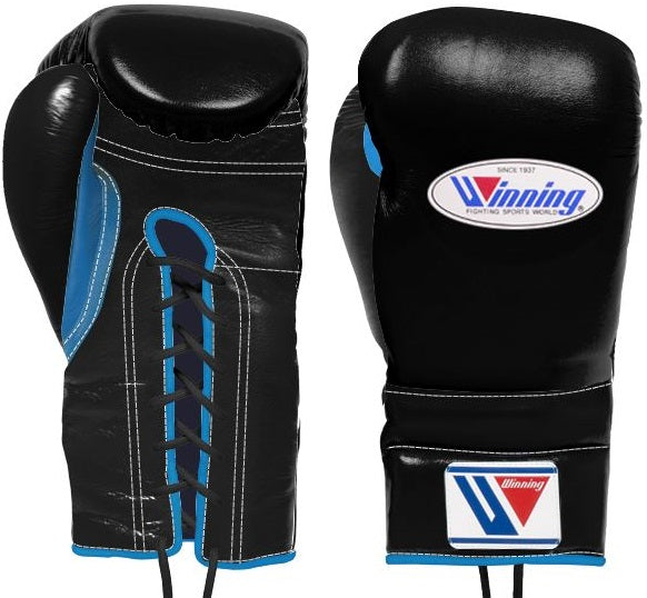 Winning Lace-up Boxing Gloves - Black · Sky Blue – WJapan Boxing