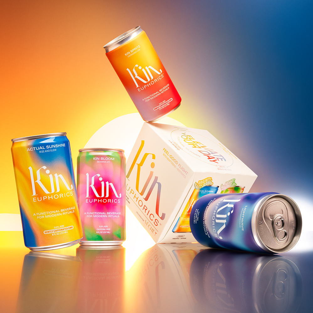 Kin Euphoric's non-alcoholic braincare beverage 4-pack sampler with one of each of our ready-to-drink beverages. 