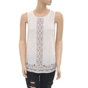 Lucky Brand Floral Embroidered Tank Tunic Top XS