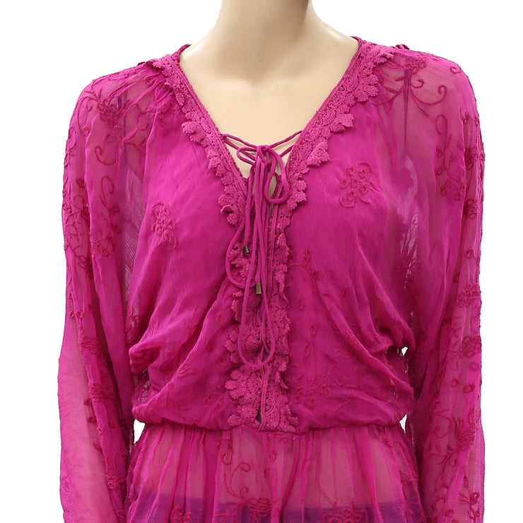 Free People Embroidered Marigold Tunic Top XS