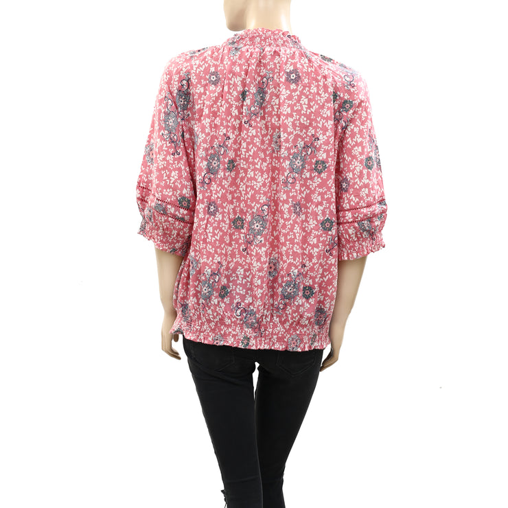 Odd Molly Anthropologie Floral Printed Smocked Tunic Top L/XL-4