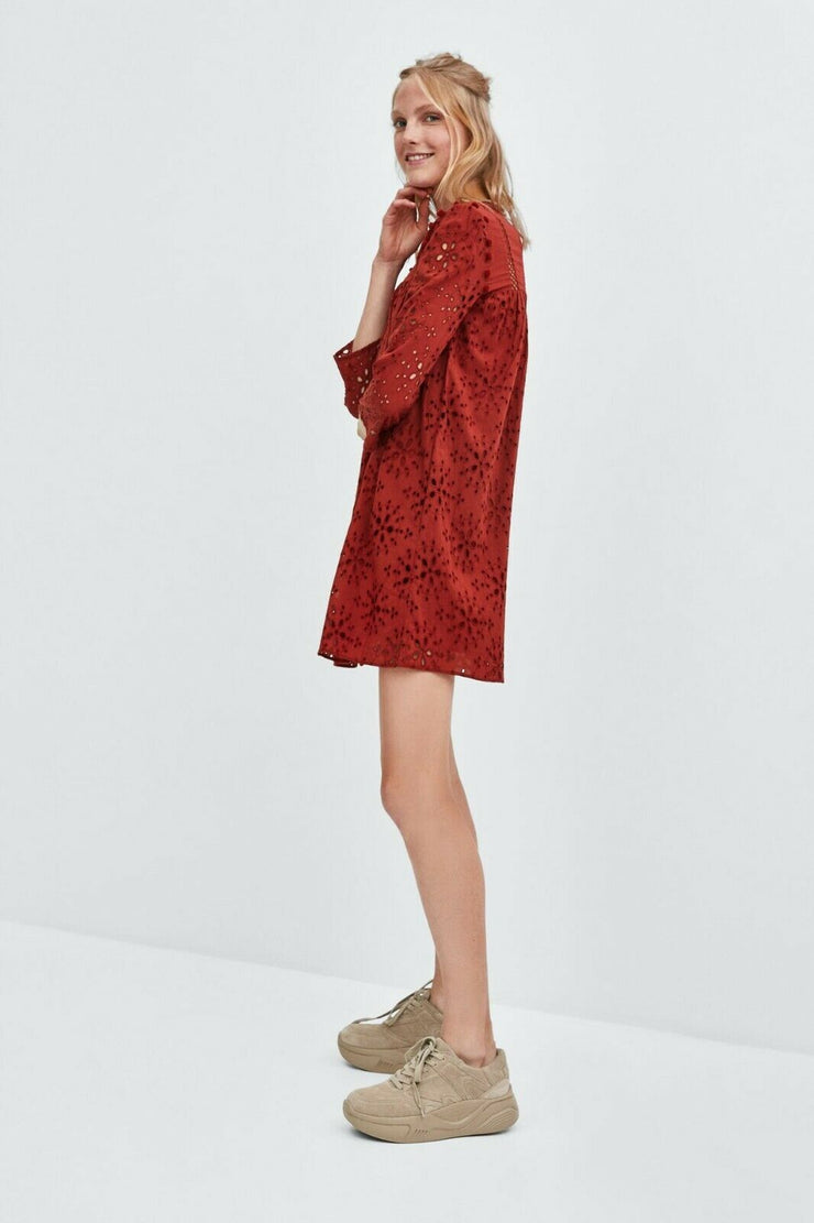 Zara Trafaluc Embroidered With Pom Pom Shift Mini Dress