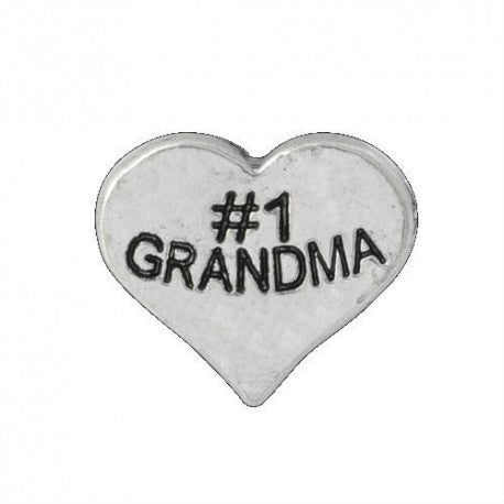 Floating Number One Grandma Heart Charm Compatible With Origami Owl Lockets