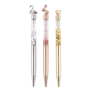 
                
                    Load image into Gallery viewer, Writing Instrument - Luxury Glitter Confetti Floating Pen with BUNNY Accent (ROSE GOLD)
                
            