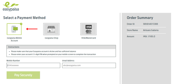Easy-paisa mobile account