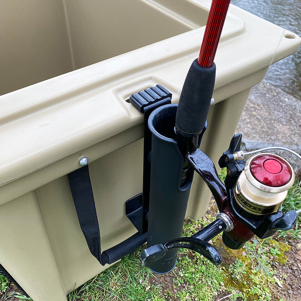 fishing cooler with rod holders