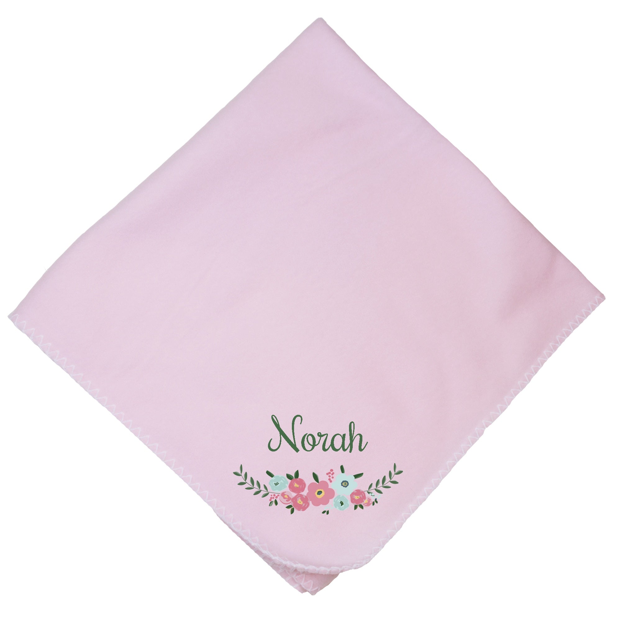 Personalised Baby Girl Blanket, Name and Coral Bow, Embroidered New Born  Gift