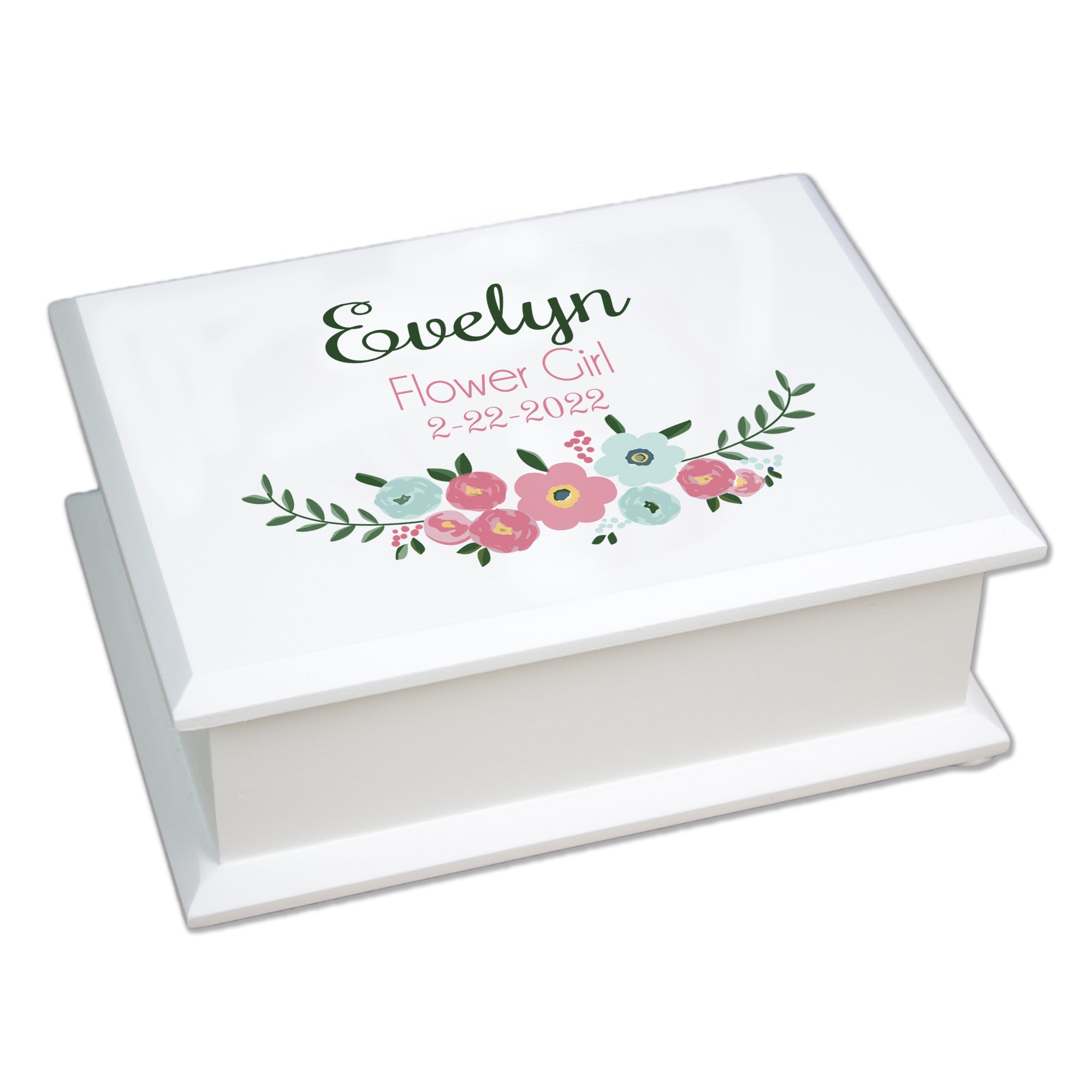 Monogram initial jewelry box floral design for women teens girls bridesmaids