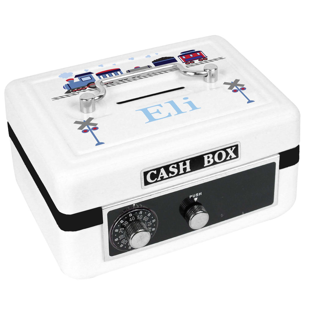 Personalized White Cash Box with Train design
