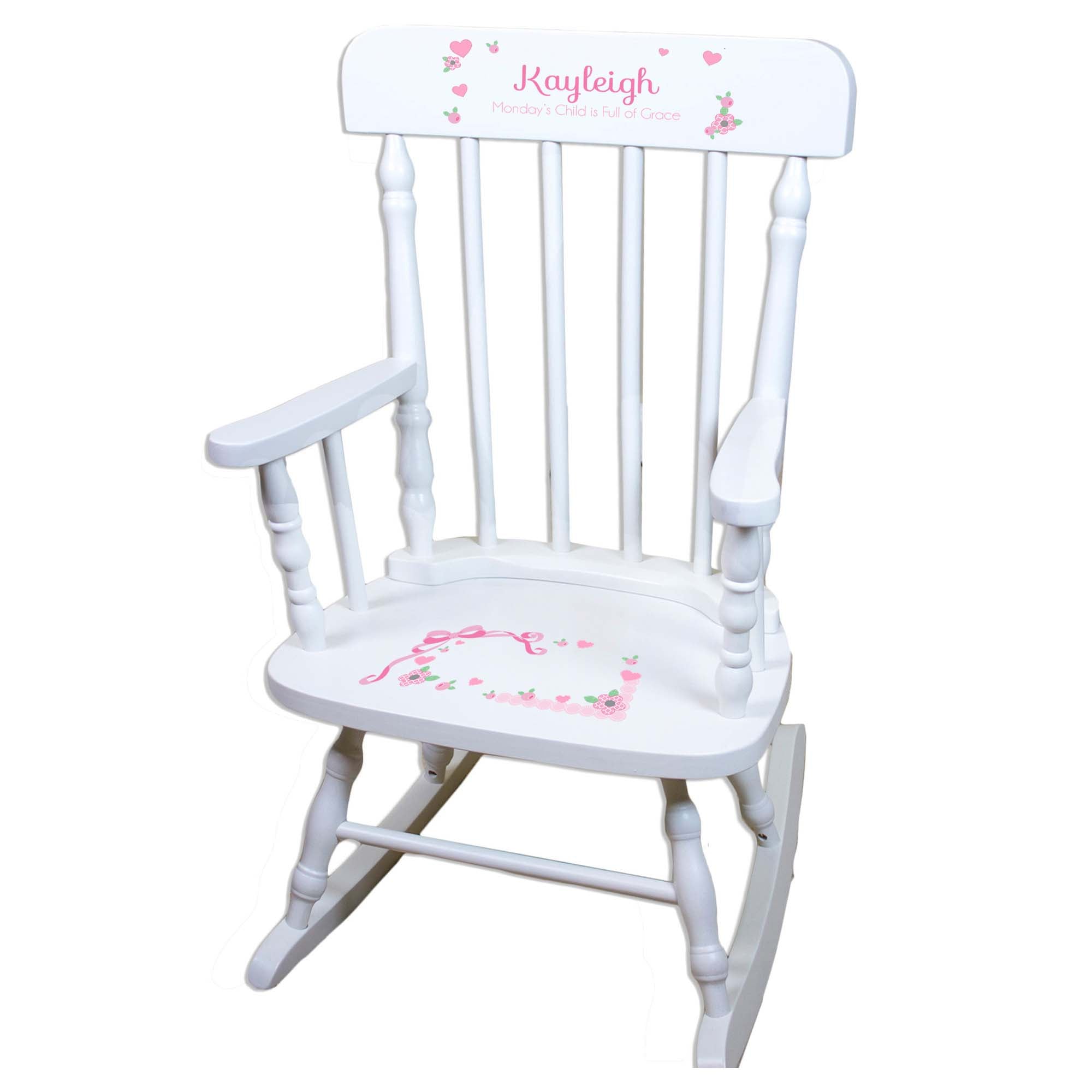 Pink Bow White Personalized Wooden ,rocking chairs