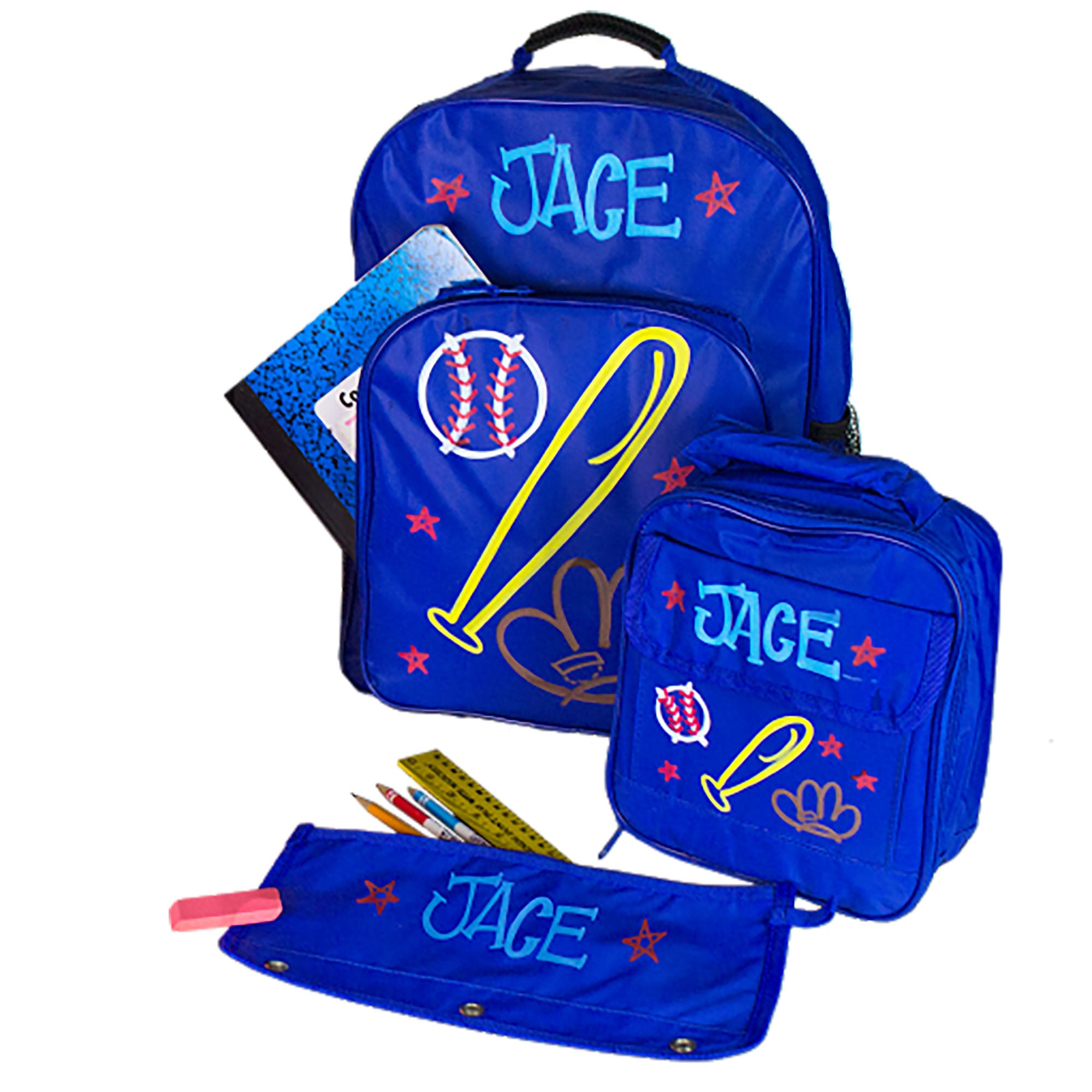 Monogrammed Matching Backpack & Lunchbox Set Girls Boys Kids  Personalized Bookbag Lunch Bag Paisley