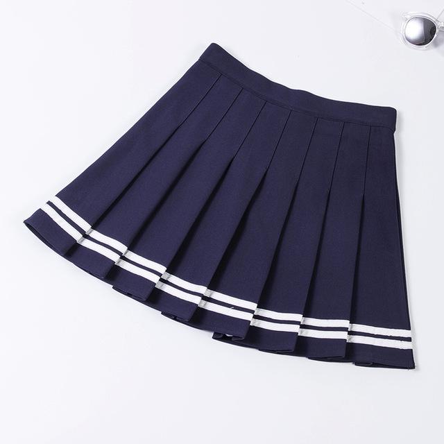 High Waisted Pleated Varsity Skirt (4 Colours) – Peachiie Shop