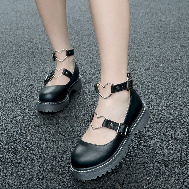 HEART BUCKLE Kawaii Mary Jane Shoes 