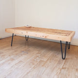 Reclaimed Oregon Coffee Table (Low Line 310mm) with Black Hairpin Legs - Wholesome Habitat