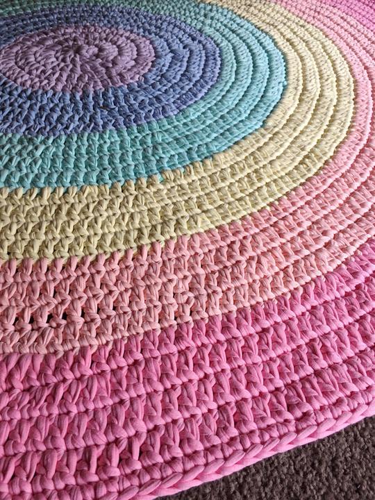 Crochet Floor Rug Rainbow Colours Wholesome Habitat