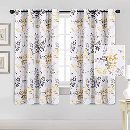 H.VERSAILTEX Blackout Curtains for Living Room Darkening Thermal Insulated Panels 84 Inch Long Light Blocking Grommet Curtains/Drapes, Grey and Turquoise Vintage Classical Floral Printing, 2 Panels