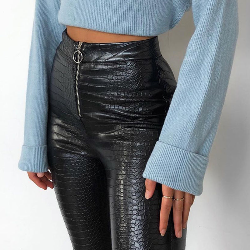 croc leather pants