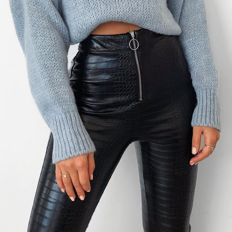 croc leather pants