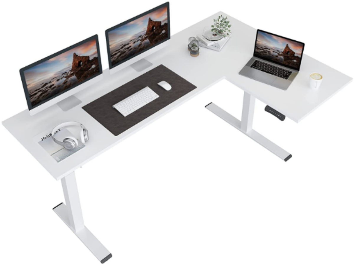 Adjustable L-Shaped Stand-Up Desk