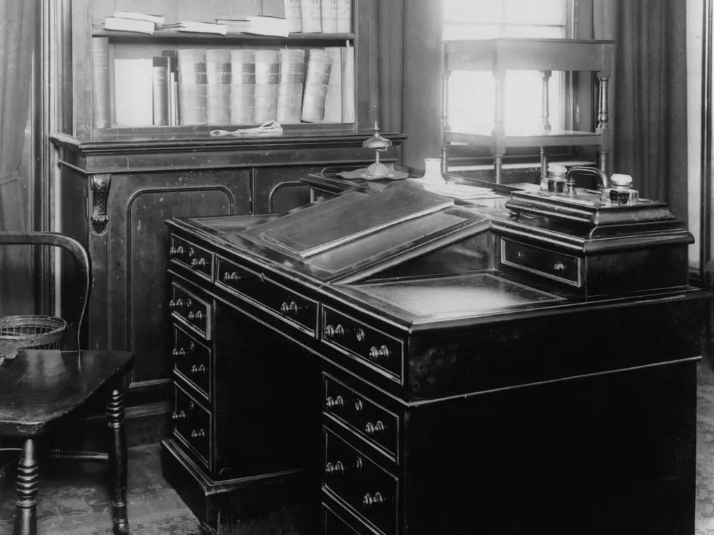 Charles Dickens' writing and office desk at his home in London
