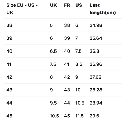 vo7 size guide