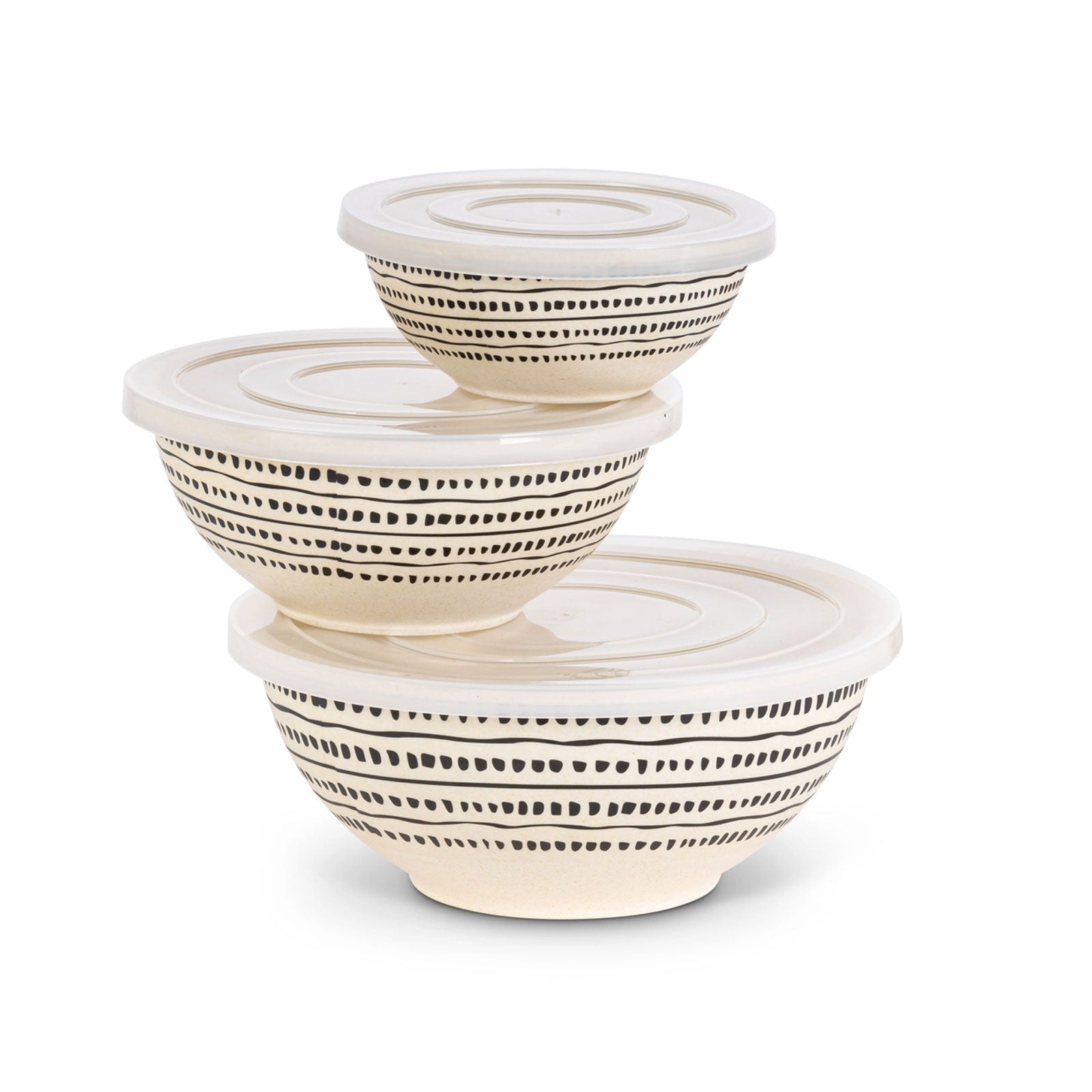 Dashed Line Nesting Bowls with Cover, Set of 3