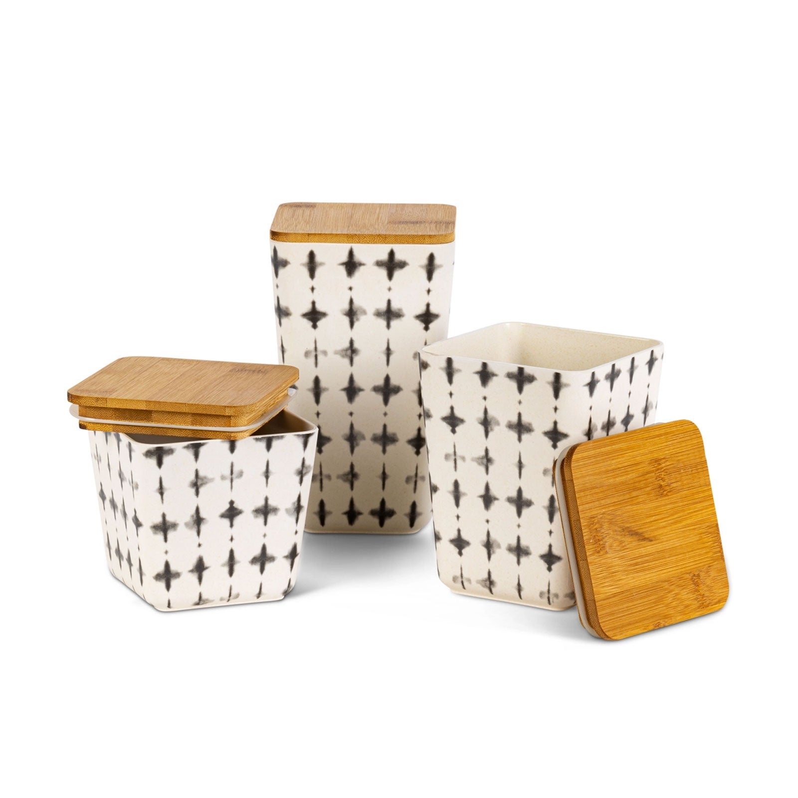 Faded Nesting Containers with Lid, Set of 3